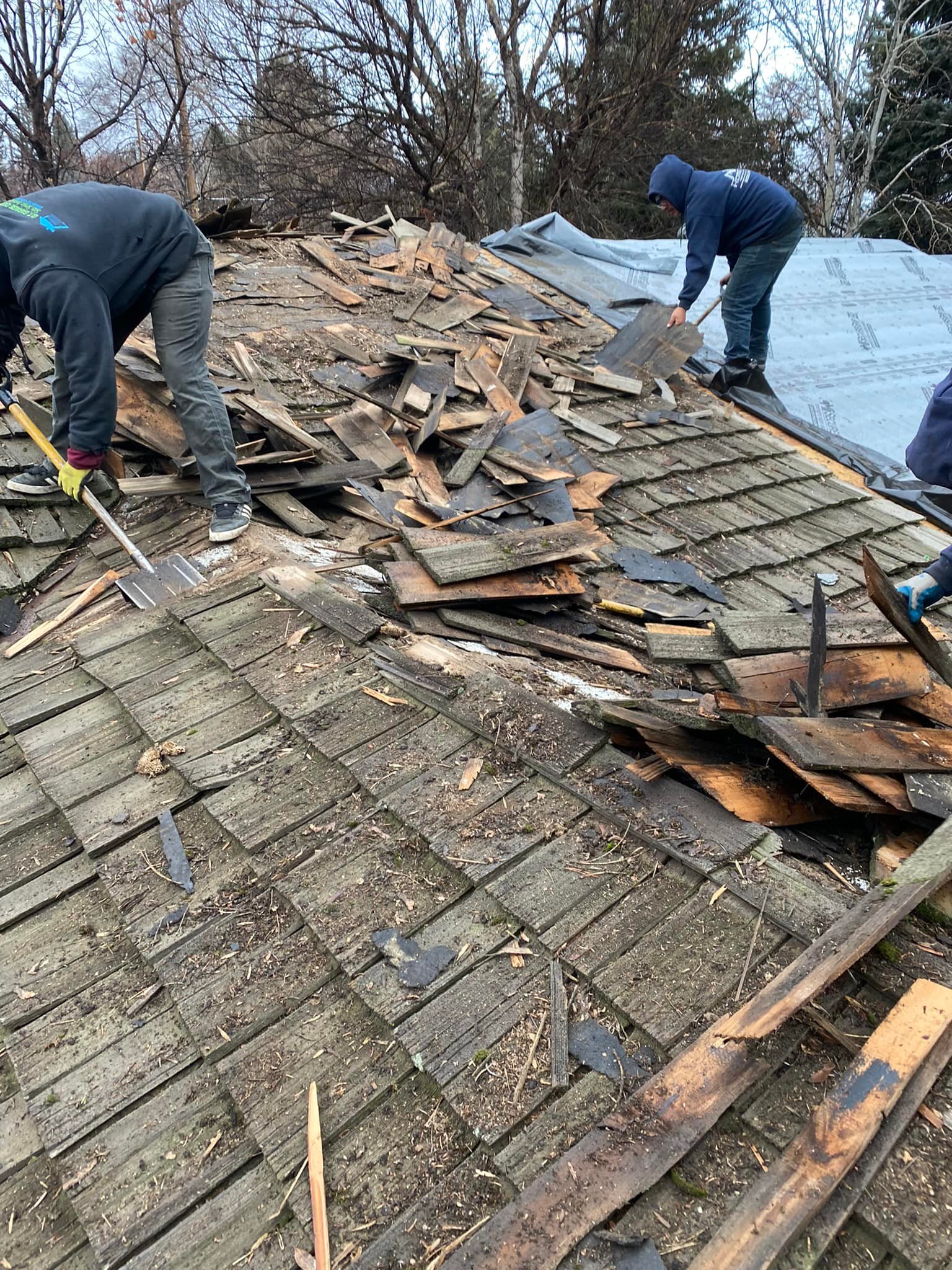 Roof repair in progress