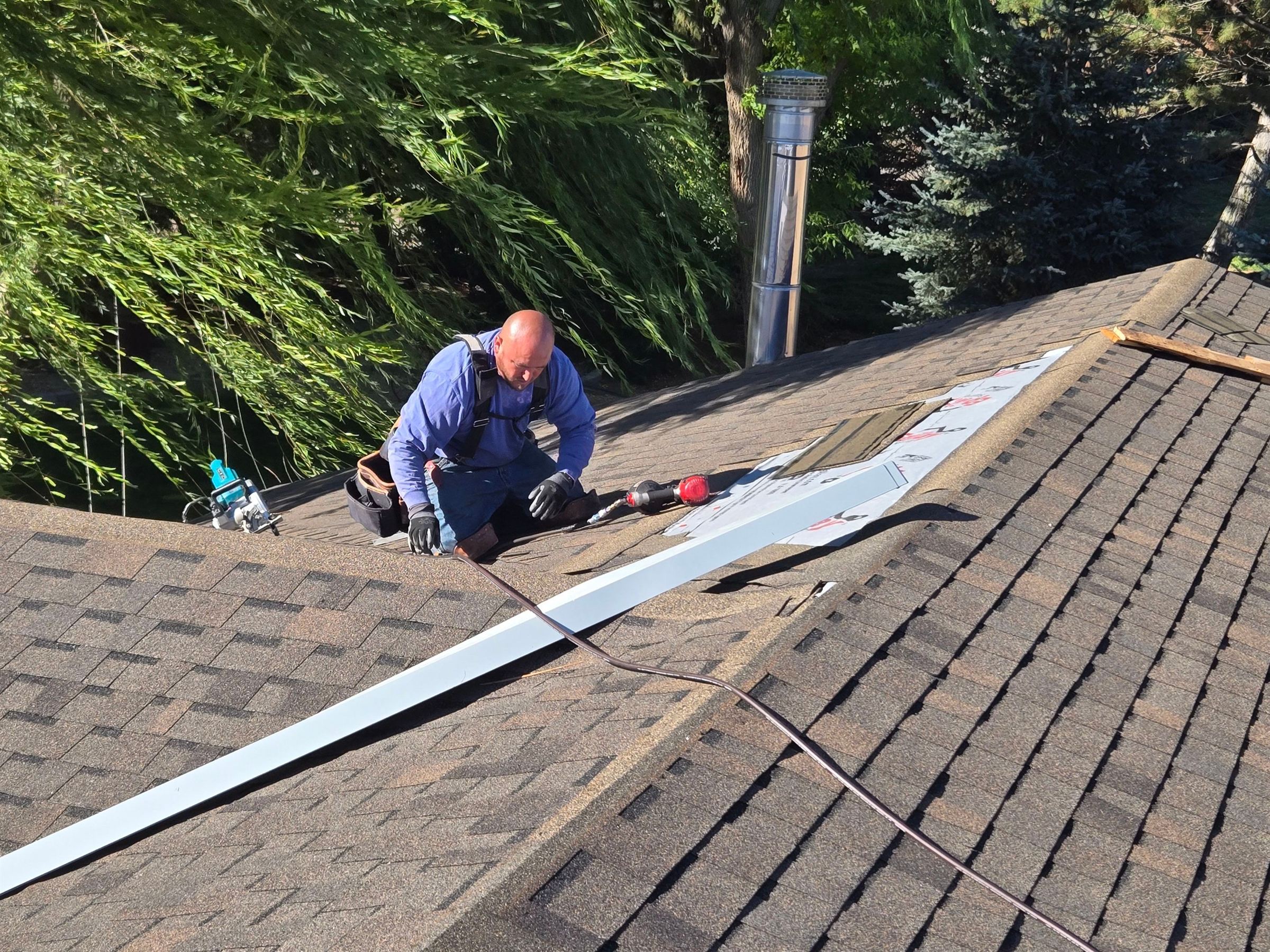 Roof inspection in progress