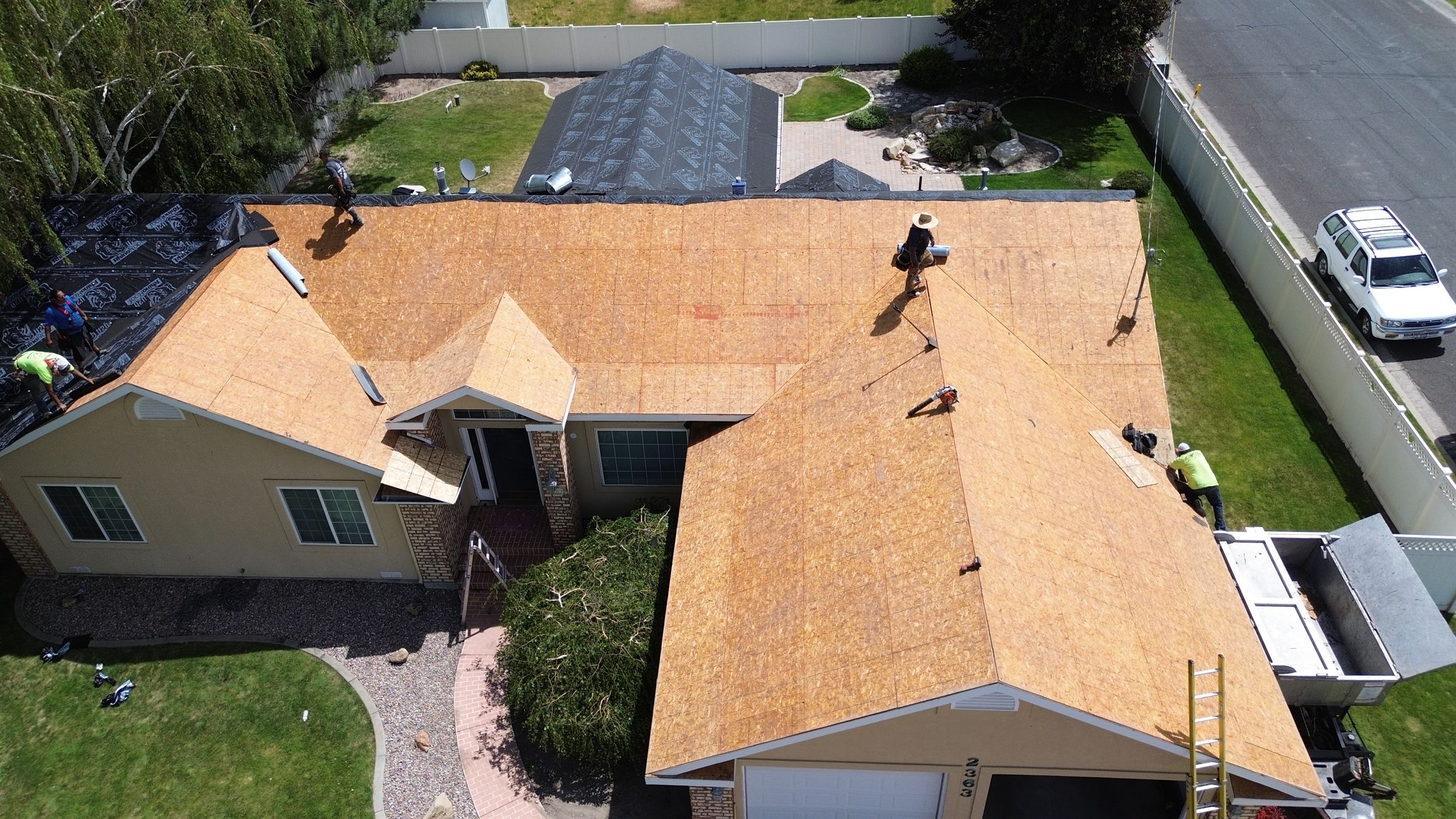 Roof replacement in progress