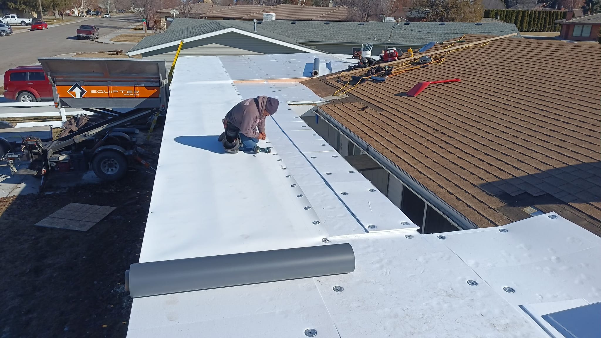 Roof coating application